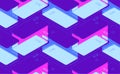 Smartphone seamless flat isometric pattern for background