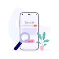 smartphone Search engine flat concept illustration