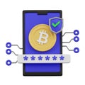 Smartphone Secure Cryptocurrency Adoption Concept 3d Icon Royalty Free Stock Photo