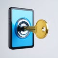 Smartphone Security and Data Access with Key Royalty Free Stock Photo