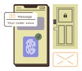 Smartphone Security with Fingerprint and Code Verification Unlocking a Smart Door Royalty Free Stock Photo