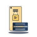 smartphone security vector flat icon with card, high Resolution Royalty Free Stock Photo