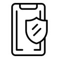Smartphone security icon outline vector. Stop secure Royalty Free Stock Photo