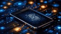 Smartphone security risk, fingerprint exposed on display, highlighting mobile phone vulnerability and data protection concerns Royalty Free Stock Photo