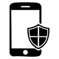 Smartphone with Security Shield Icon Royalty Free Stock Photo