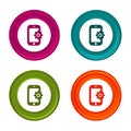 Smartphone Settings icons. Phone signs. Support symbol. Colorful web button with icon