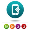 Smartphone Settings icons. Phone signs. Support symbol. Vector Circle web buttons.