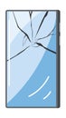 Damaged smartphone with broken screen glass vector