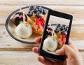Smartphone shot food photo - dessert with berries