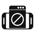 Smartphone showing blocked website icon in black and white