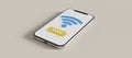 Smartphone showing contactless payment processing with wifi symbol Royalty Free Stock Photo