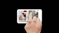 Smartphone showing families during Christmas