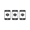 Smartphone simple icon with message and sms bubble.