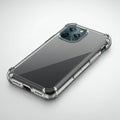 Smartphone with a sleek, transparent protective case. The phone features a triple- Royalty Free Stock Photo