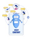 Smartphone Smart Chatbot Vector Flat Illustration.