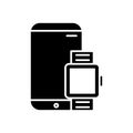 Smartphone and smartwatch device tech silhouette style icon