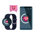 smartphone and smartwatch with heart cardio application