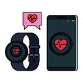 smartphone and smartwatch with heart cardio application