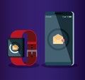 smartphone and smartwatch technology with letter social app