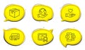 Smartphone sms, Parcel and Hold heart icons set. Bitcoin chart sign. Mobile messages, Shipping box, Love brand. Vector