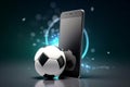 Smartphone soccer ball. Generate Ai