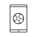 Smartphone soccer game linear icon