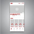 Smartphone social media mobile video youtube player interface. Play video online mock up. UI window with navigation icon