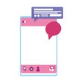Smartphone speech bubble chat message isolated icon design