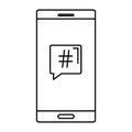 smartphone with speech bubble hashtag symbol Royalty Free Stock Photo