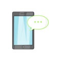 Smartphone with speech bubble icon, cartoon style