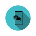 Smartphone, speech long shadow icon. Simple glyph, flat vector of mobile concept icons for ui and ux, website or mobile Royalty Free Stock Photo
