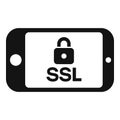 Smartphone SSL certificate icon simple vector. Safety network Royalty Free Stock Photo