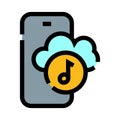 Smartphone streaming music from cloud storage service Royalty Free Stock Photo