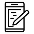 Smartphone stylus icon outline vector. Tablet pad