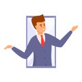 Smartphone support personal assistant icon, cartoon style