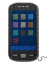 Smartphone symbol of knitted fabric isolated on wh Royalty Free Stock Photo