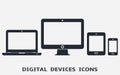 Smartphone, tablet, laptop and desktop computer icons. Vector illustration of responsive web design Royalty Free Stock Photo