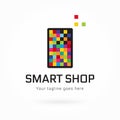 Smartphone or tablet pixel colorful logo template