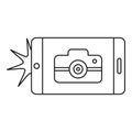 Smartphone take photo icon, outline style