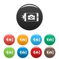 Smartphone take photo icons set color
