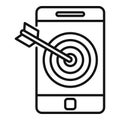Smartphone target content icon, outline style