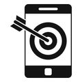 Smartphone target content icon, simple style