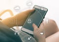 smartphone for technology cennect to people social network with ui ai menu Royalty Free Stock Photo