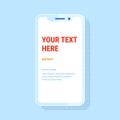 Smartphone template. Vector phone screen, modern trendy design, flat style, blue colors