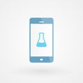 Smartphone and test tube. Concept of chemistry. Vector illustration, flat design Royalty Free Stock Photo