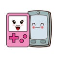 Smartphone and tetris kawaii cartoon