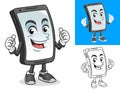 Smartphone with Thumbs Up Gesture Cartoon Character Mascot Illustration