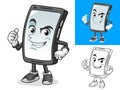 Smartphone with Thumbs Up Sign Cartoon Character Mascot Illustration