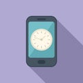 Smartphone timer icon flat vector. Clock project