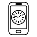 Smartphone timer icon outline vector. Clock project